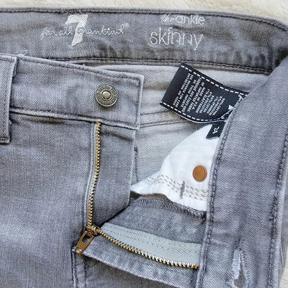 7 For All Mankind Gray The Ankle Skinny Jeans - Picture 4 of 5
